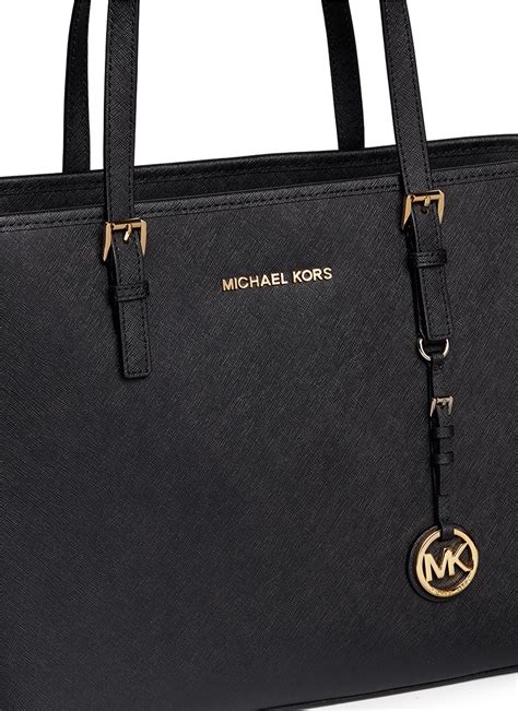 michael kors jet set travel east west tote black|Michael Kors saffiano tote.